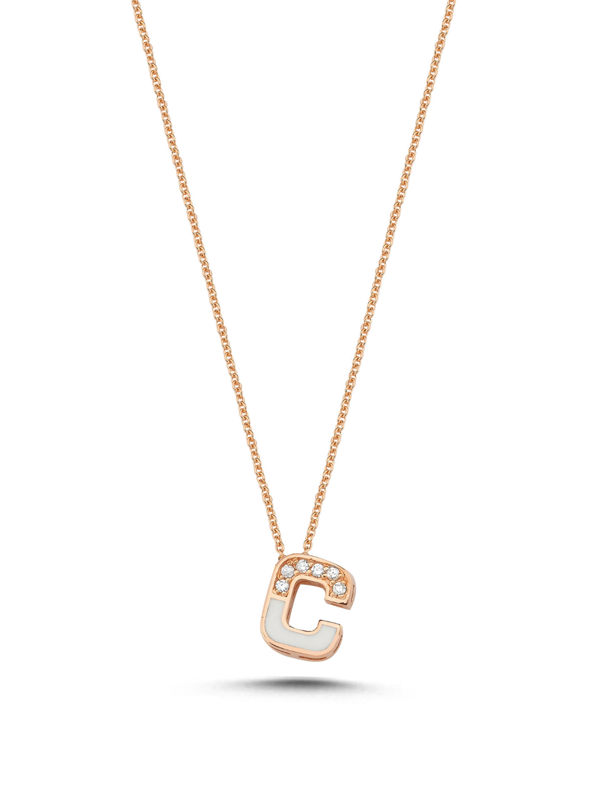 0.03 Carat Diamond C Letter Necklace