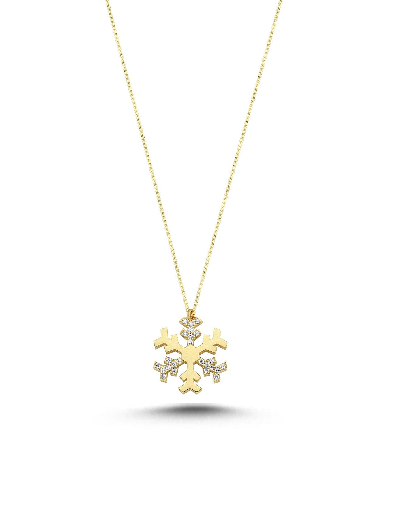 14K Stone-Set Snowflake Gold Necklace Main image