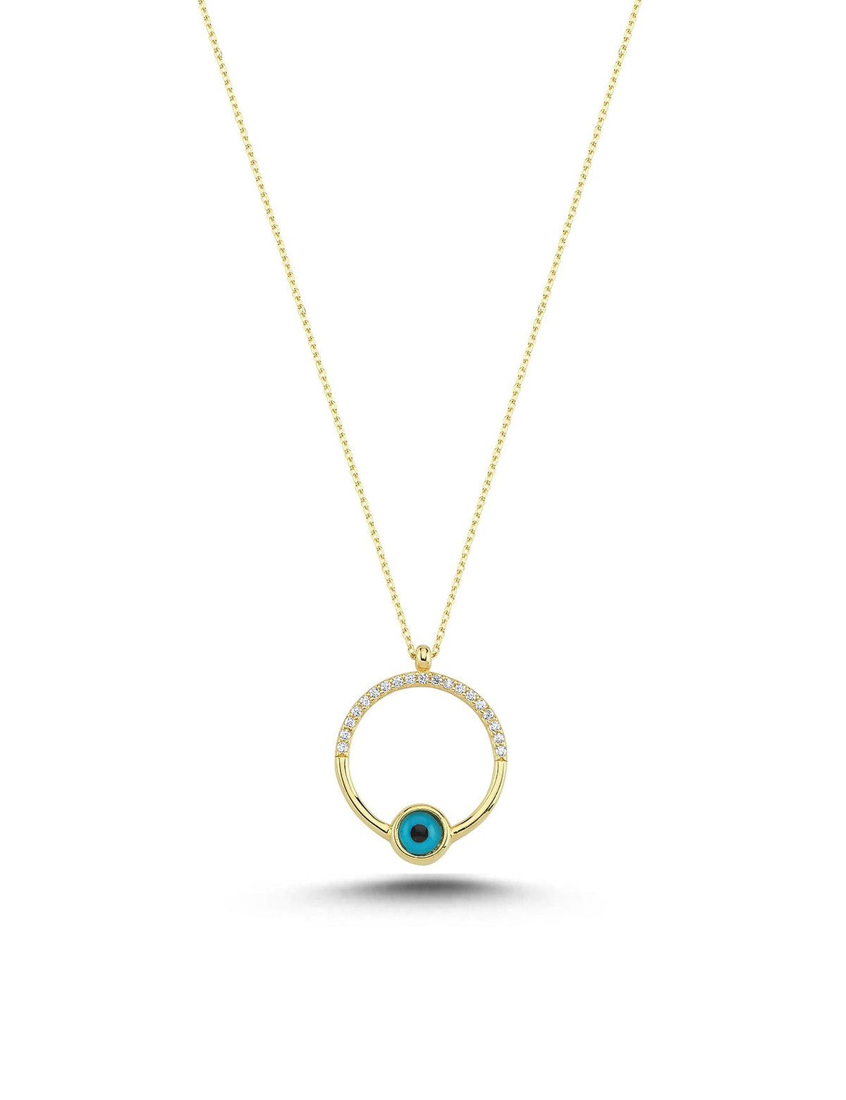 14K Stone-Set Hoop Gold Necklace