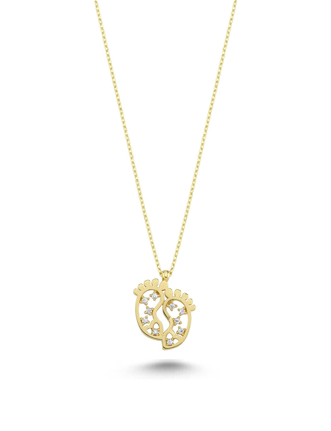 14K Stone-Set Tiny Foot Gold Necklace Secondary image