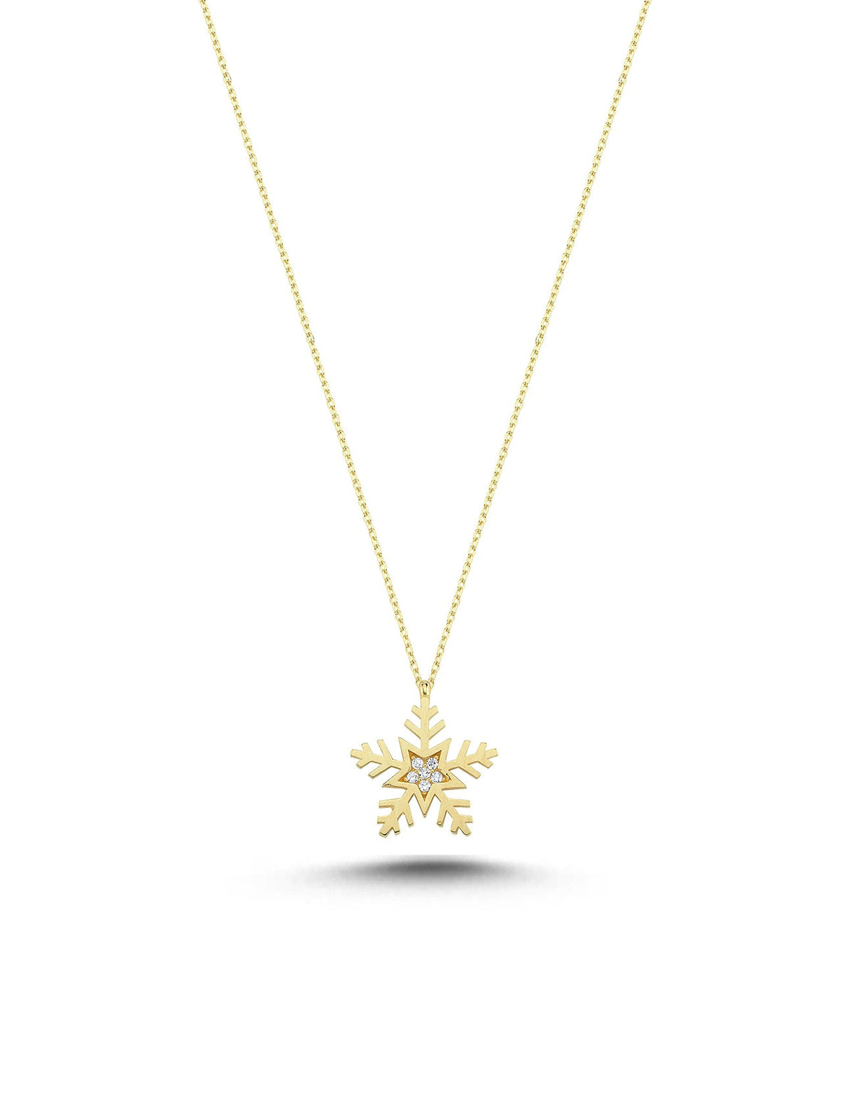14K Star Snowflake Gold Necklace