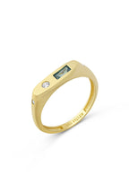 Square Green Stone-Set Pinky Gold Ring
