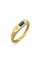 Rectangular Blue Stone-Set Pinky Gold Ring