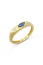 Diamond-Shaped Blue Stone-Set Pinky Gold Ring