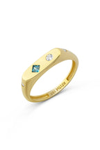 Rectangular Turquoise Stone-Set Pinky Gold Ring