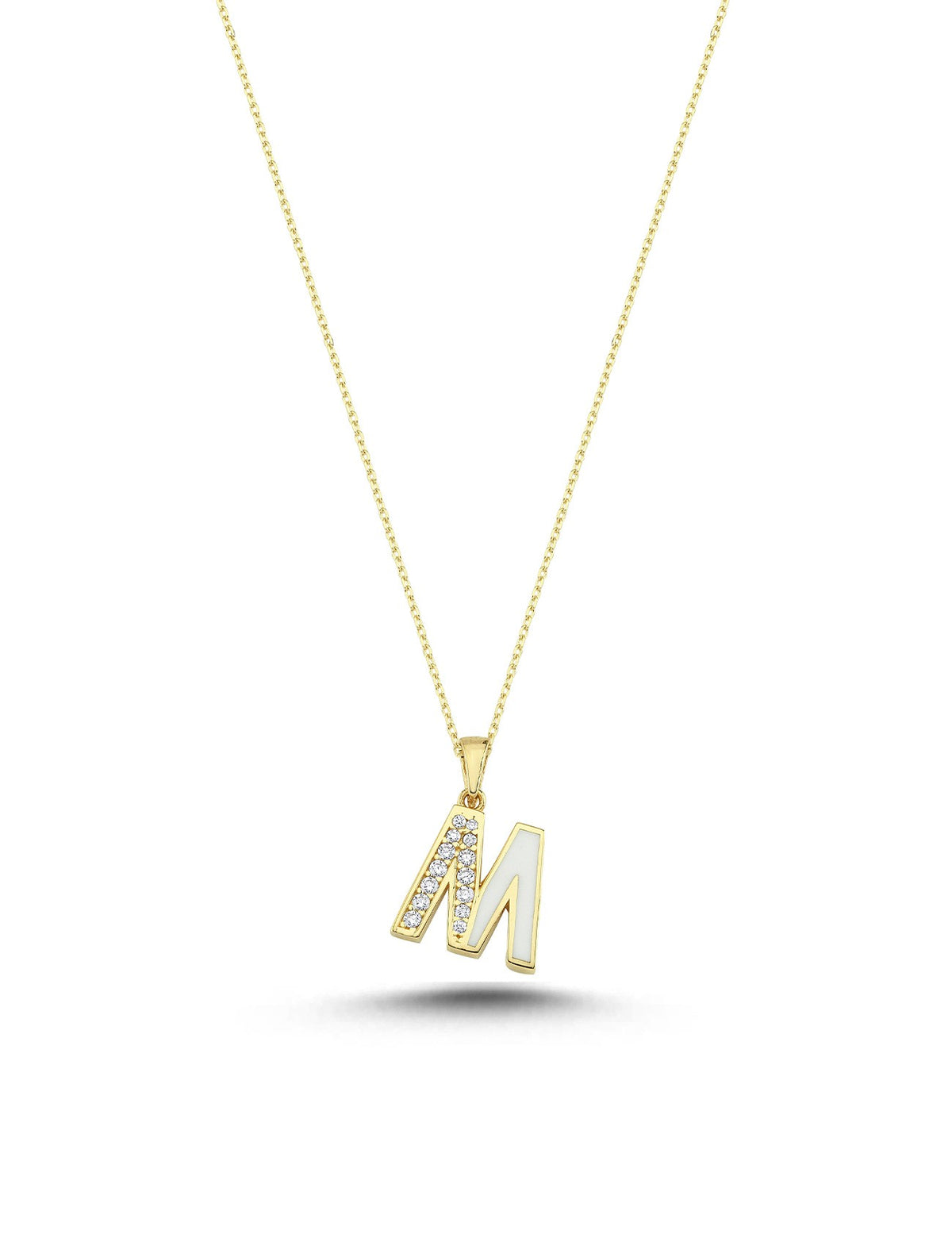 14K Stone-Set M Letteri Gold Necklace