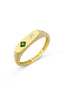 Rectangular Green Stone-Set Pinky Gold Ring