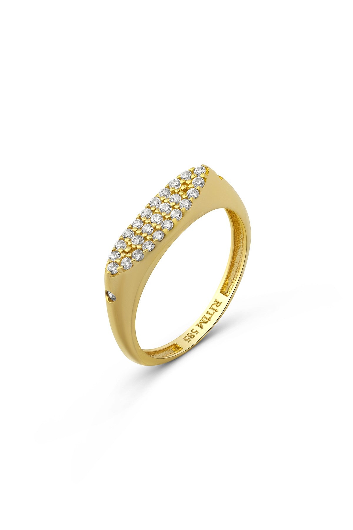 Row Stone-Set Pinky Gold Ring Main image