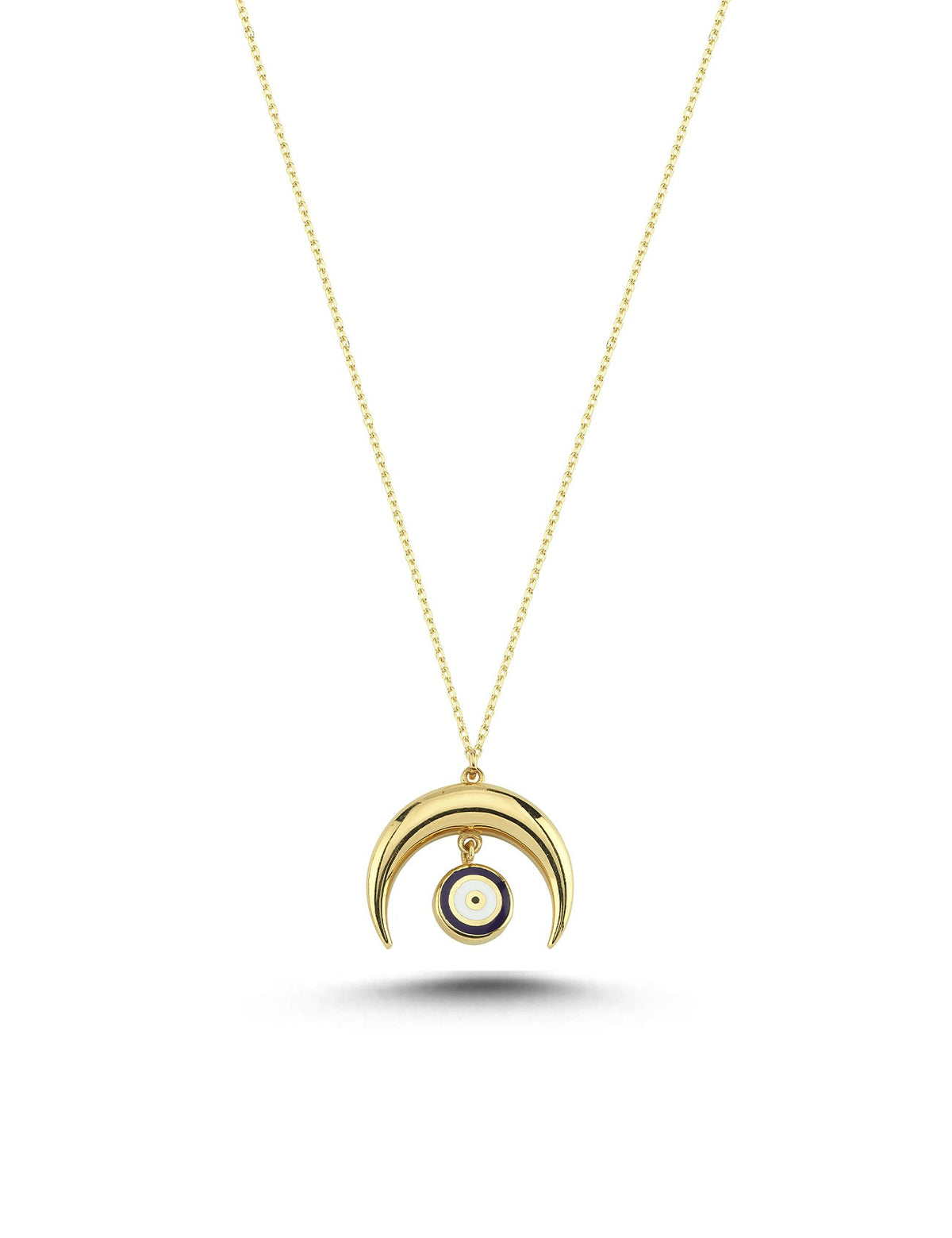 14K Enamel Crescent Gold Necklace