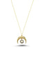 14K Enamel Crescent Gold Necklace