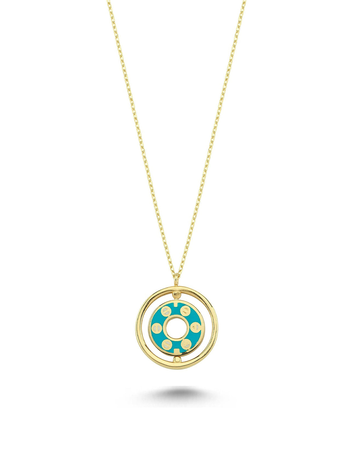 14K Enamel Hoop Gold Necklace Main image