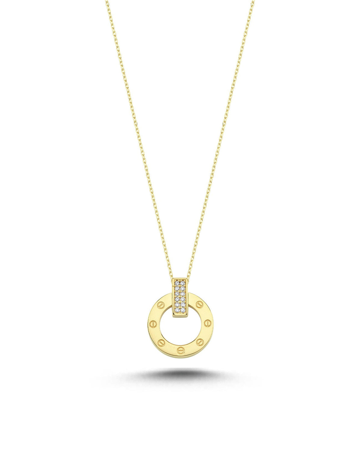 14K Stone-Set Hoop Gold Necklace Main image