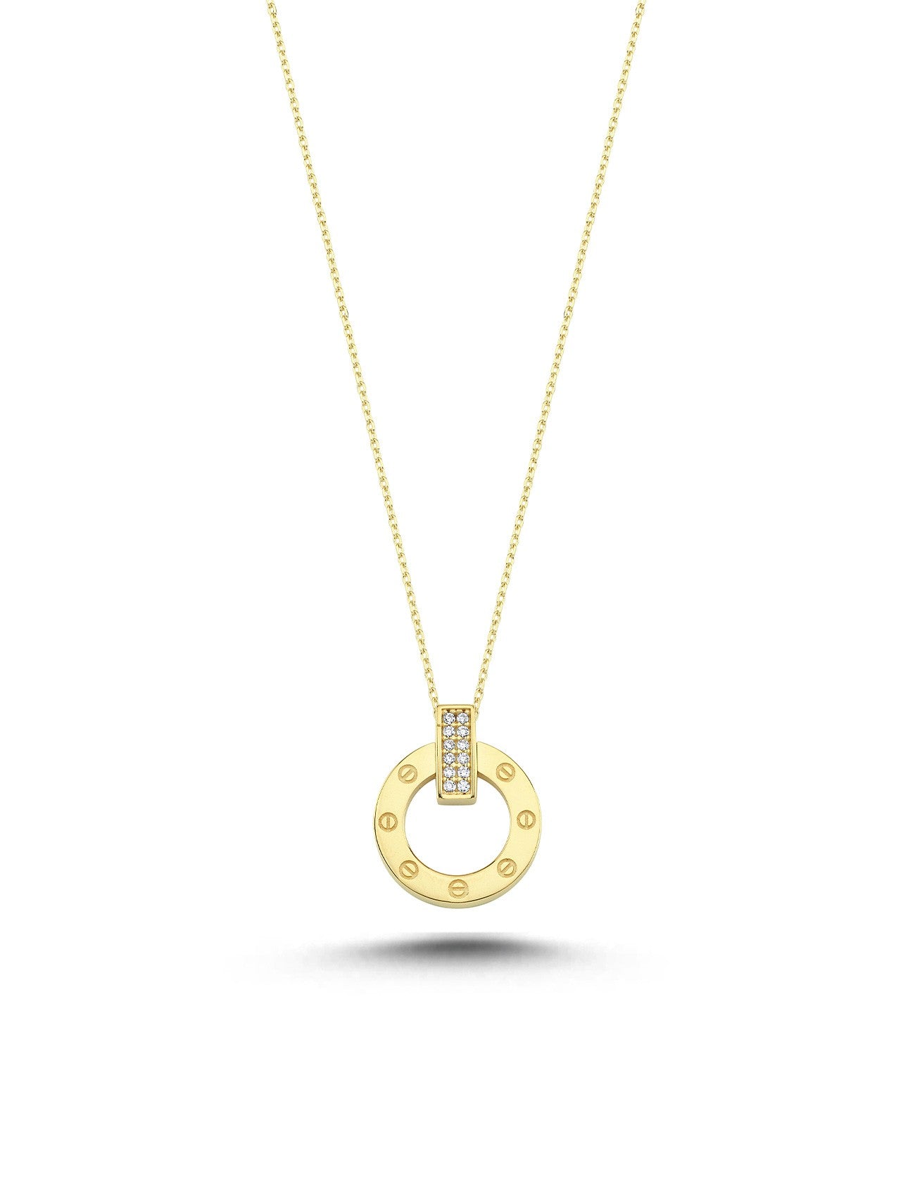 14K Stone-Set Hoop Gold Necklace