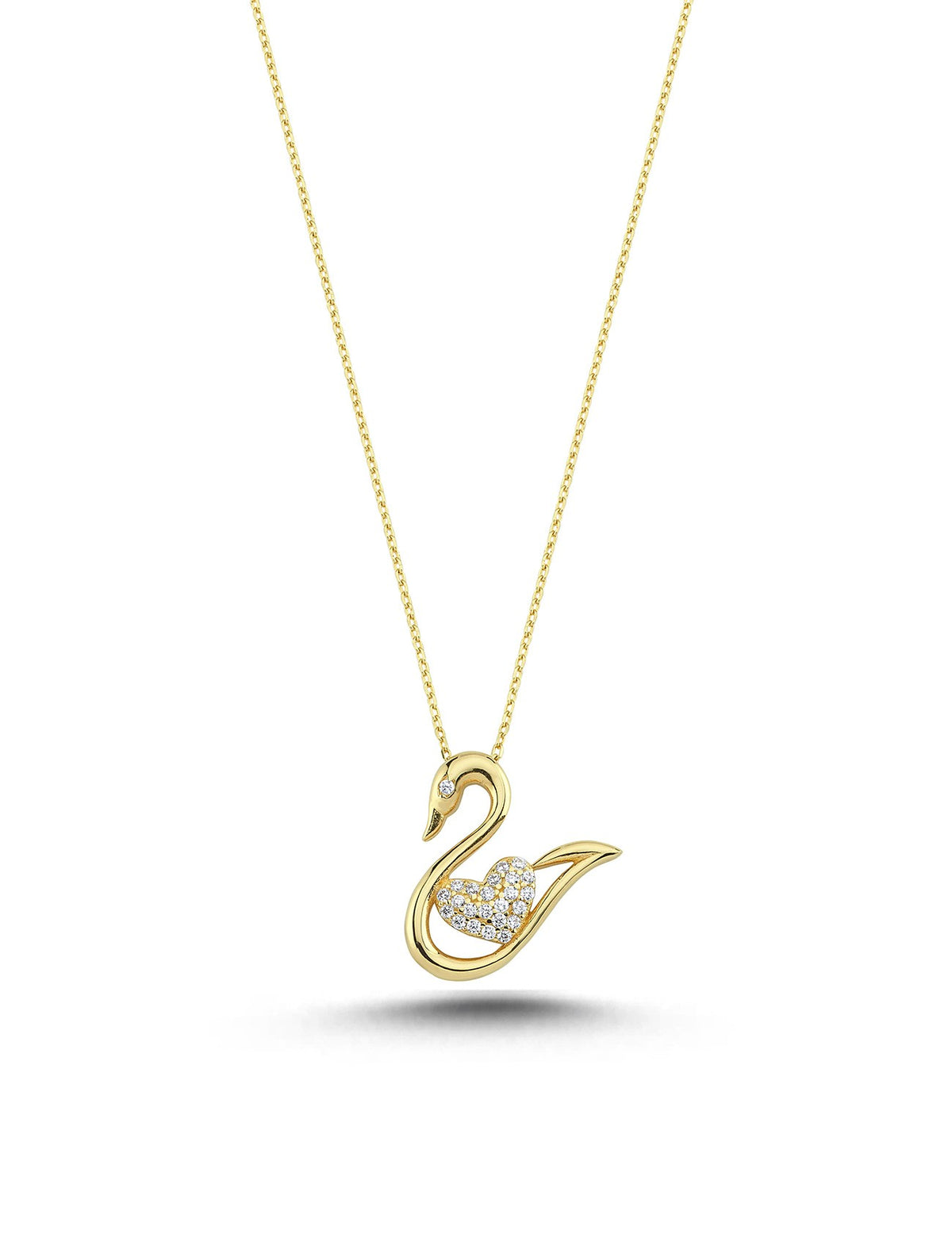 14K Stone-Set Swan Gold Necklace