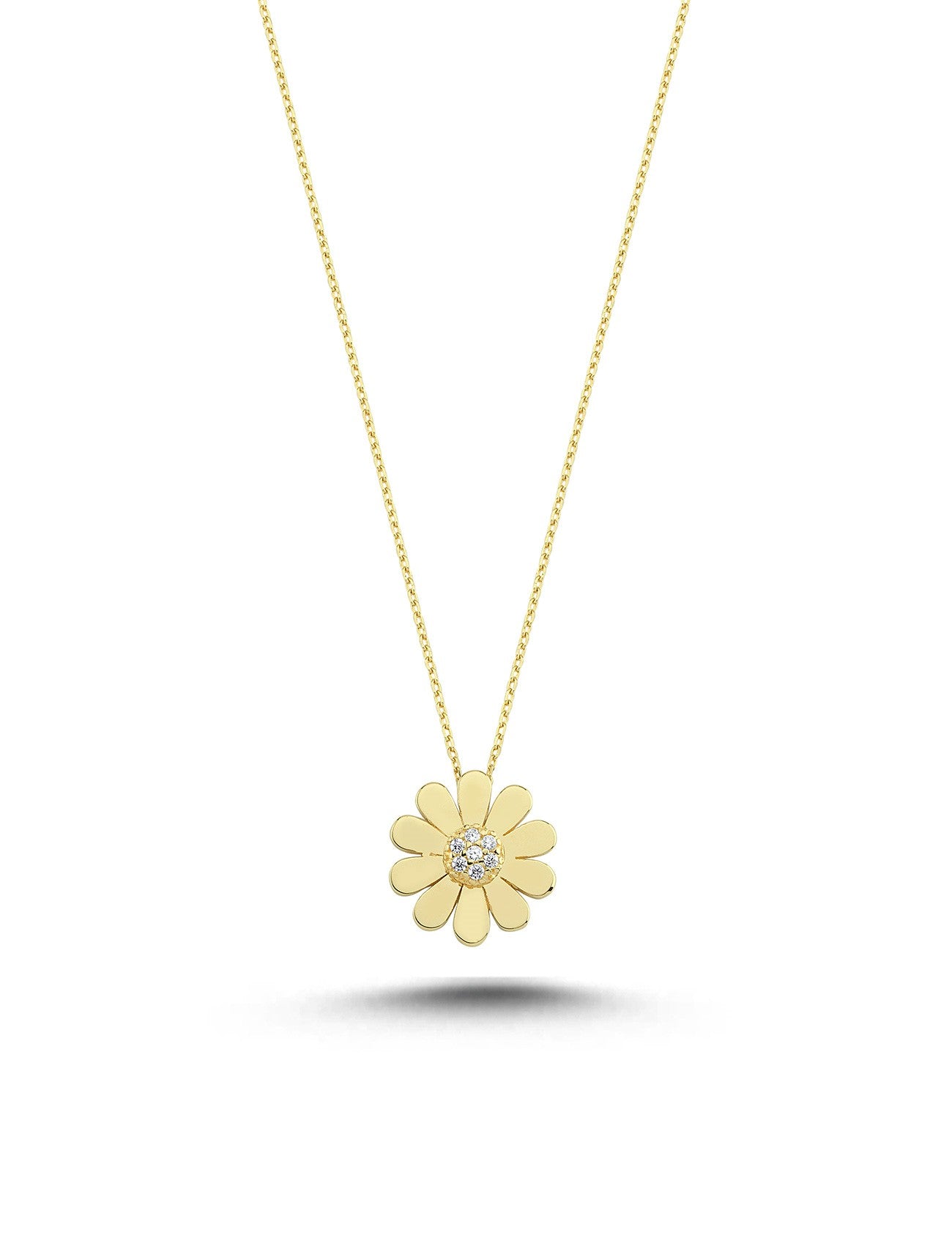 14K Stone-Set Daisy Gold Necklace Main image