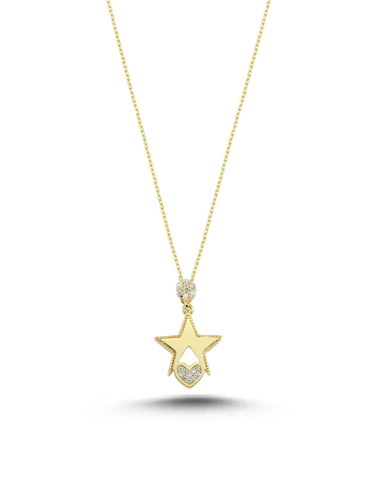 14K Heart Star Gold Necklace Main image