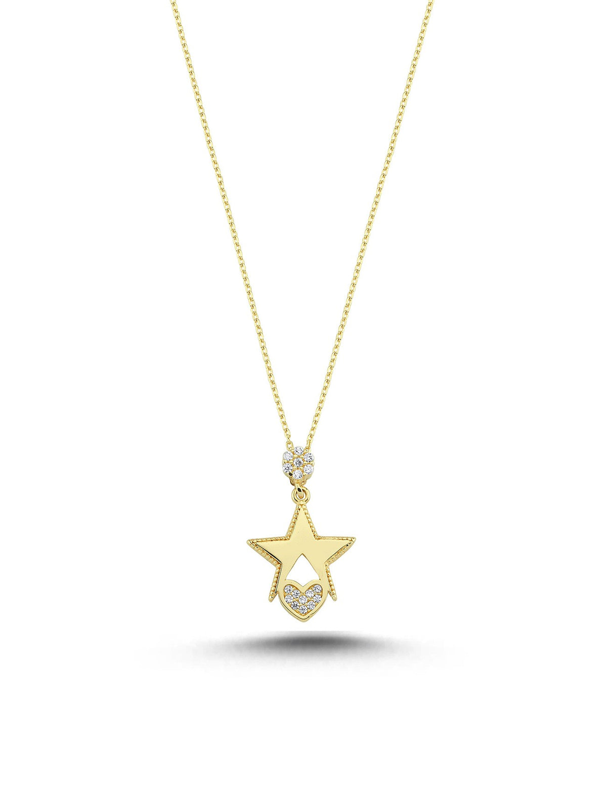 14K Heart Star Gold Necklace