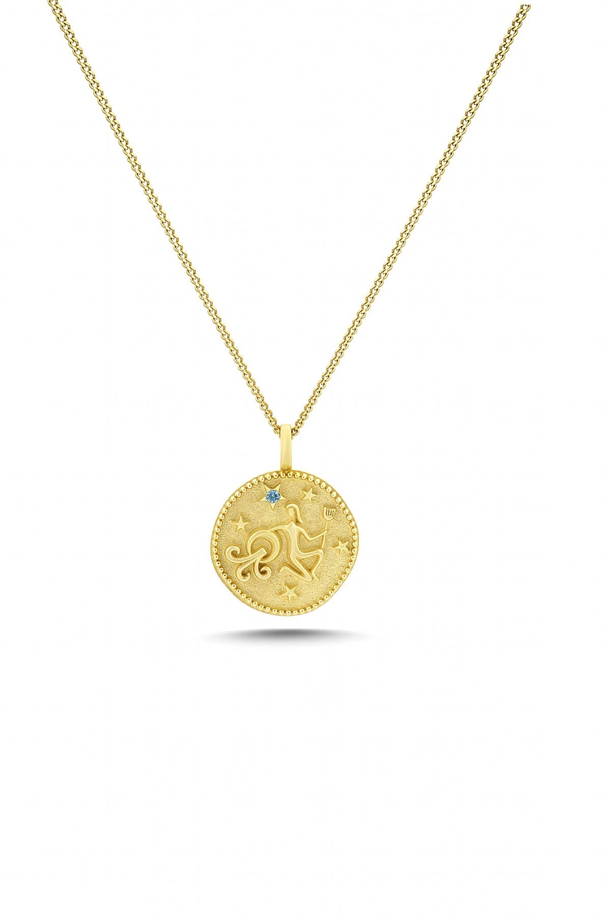 Aquarius Zodiac 14K Gold Necklace