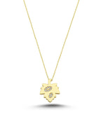 14K Zircon Stone-Set Leaf Gold Necklace