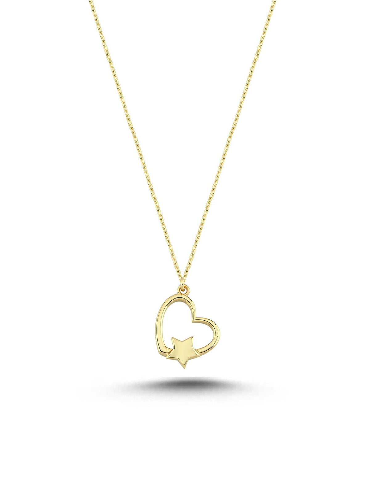 14K Star Heart Gold Necklace