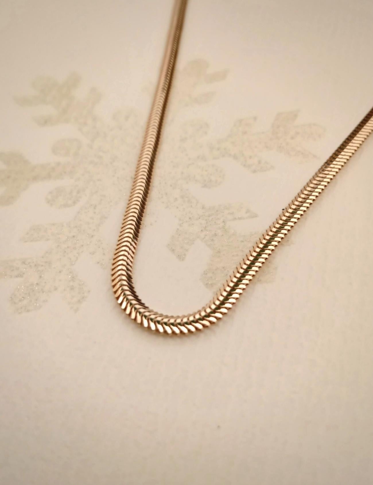 14K Herringbone Chain Gold Necklace