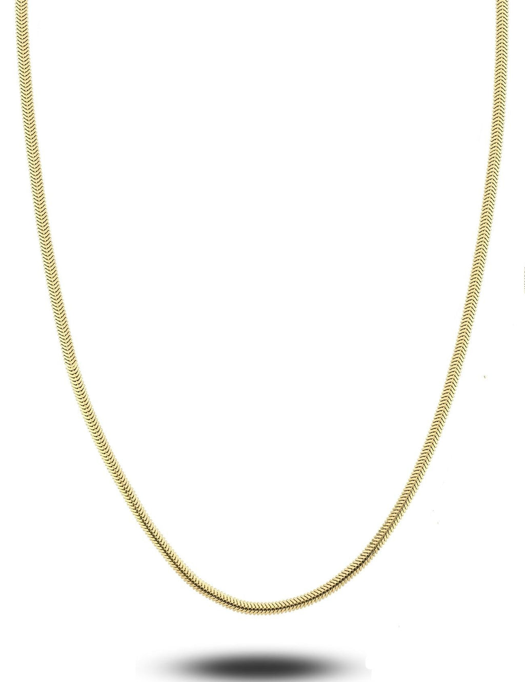 14K Herringbone Bold Chain Gold Necklace