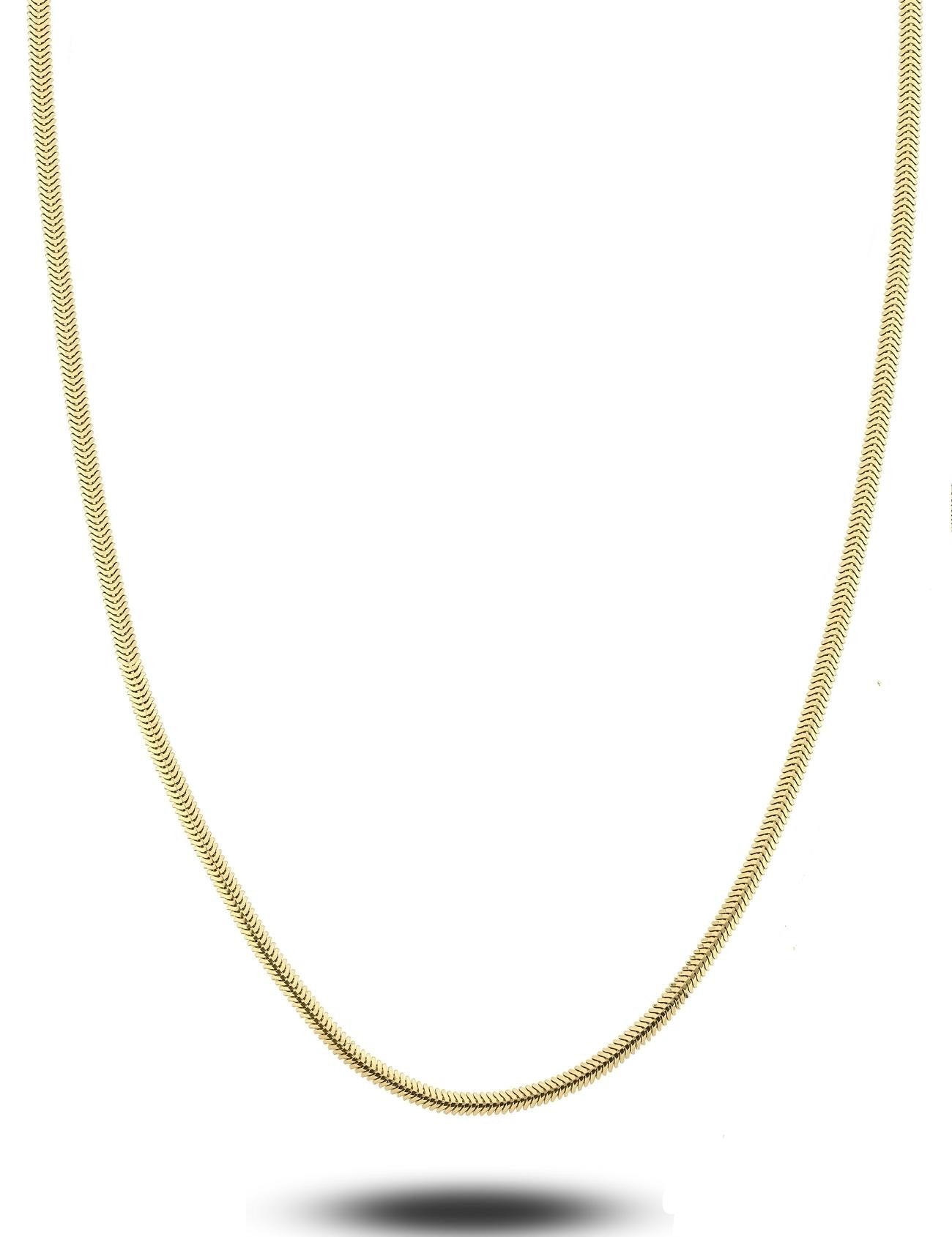 14K Herringbone Bold Chain Gold Necklace