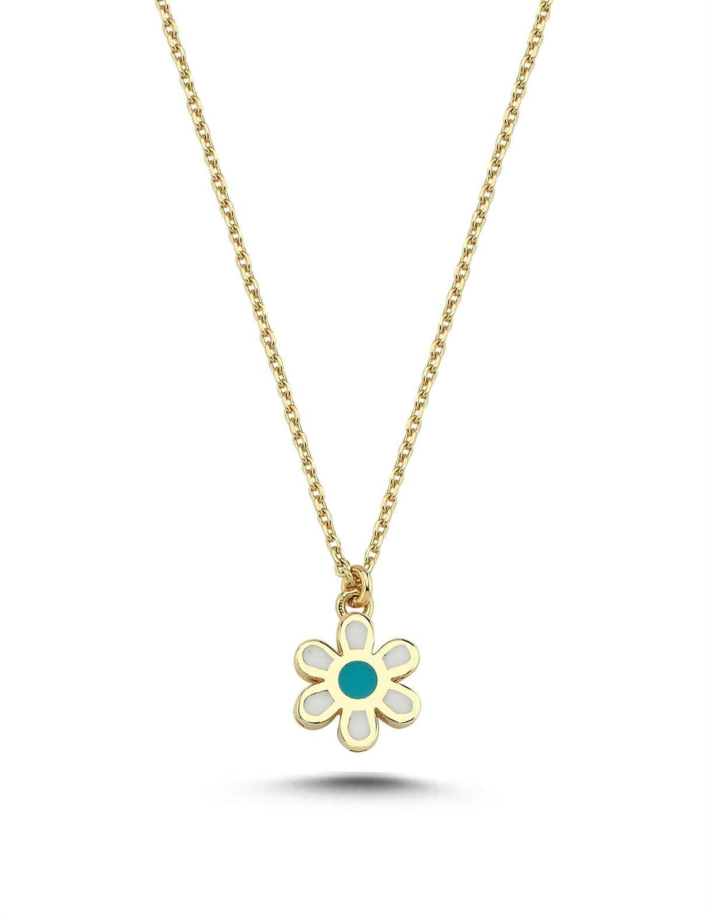 14K Enamel Daisy Gold Necklace