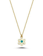 14K Enamel Daisy Gold Necklace