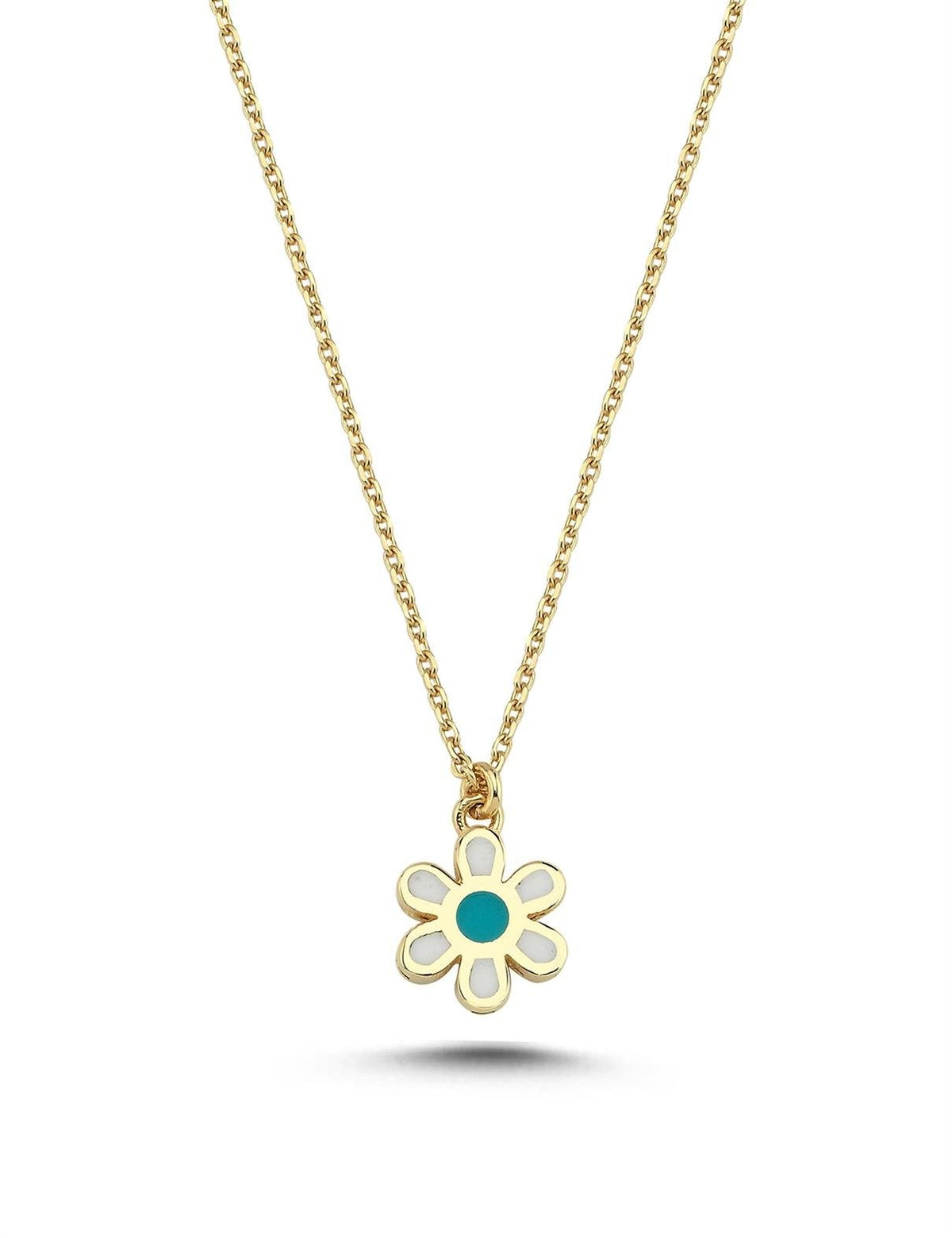 14K Enamel Daisy Gold Necklace