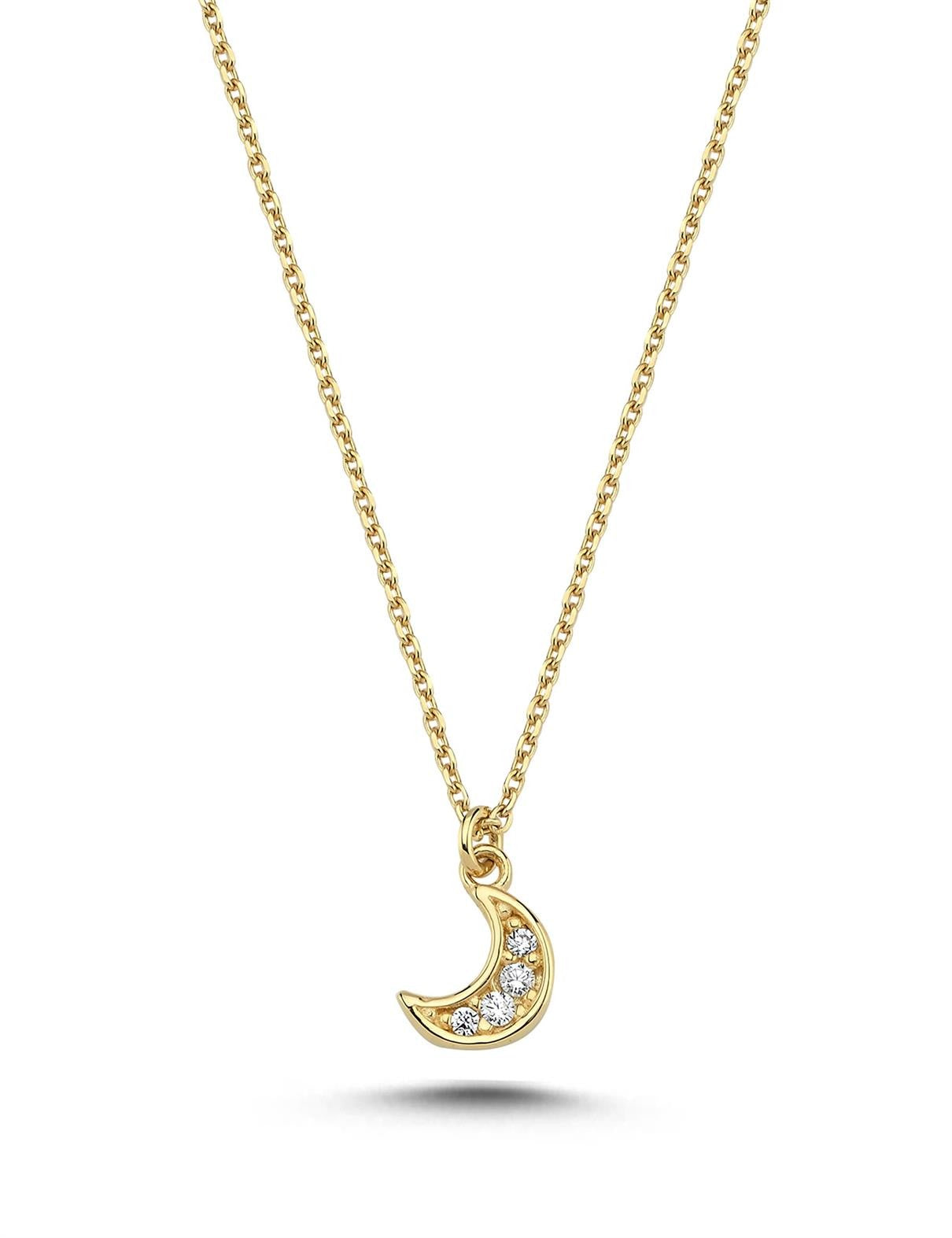 14K Crescent Moon Gold Necklace Main image