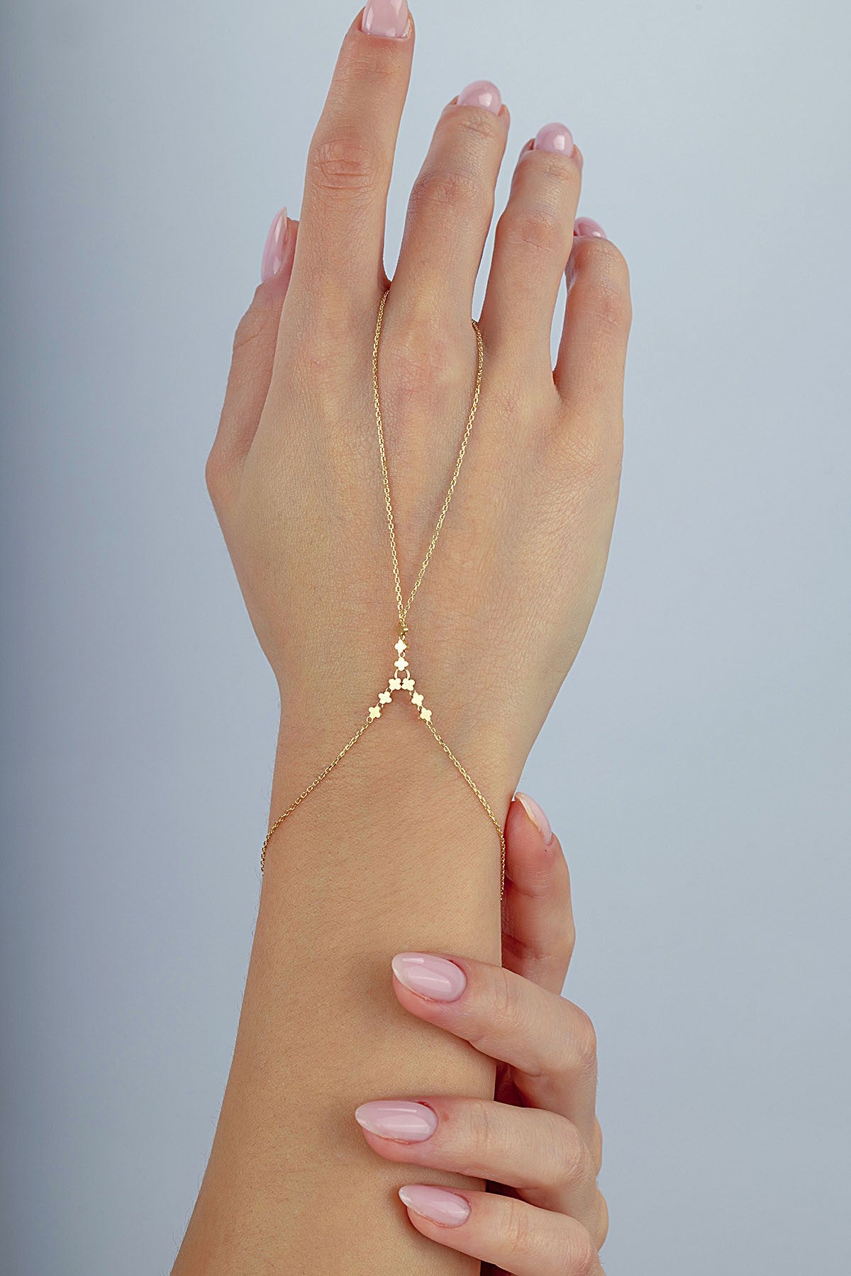 14K Gold Hand Chain Bracelet