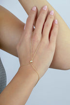 14K Tiny Heart Gold Hand Chain Bracelet