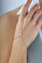 14K Tiny Heart Gold Hand Chain Bracelet