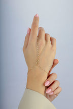 14K Infinity Gold Hand Chain Bracelet