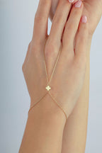 14K Clover Gold Hand Chain Bracelet