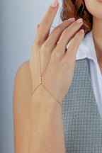 14K 3 Dot Gold Hand Chain Bracelet