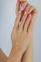 14K 3 Dot Gold Hand Chain Bracelet