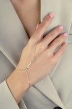 14K Enamel 4 Clover Gold Hand Chain Bracelet