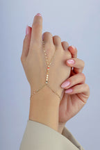 14K Enamel 4 Clover Gold Hand Chain Bracelet