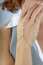 14K 3 Heart Gold Hand Chain Bracelet