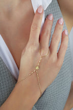 14K Single Clover Gold Hand Chain Bracelet