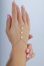 14K 3 Star Gold Hand Chain Bracelet