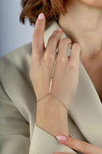 14K Row Clover Gold Hand Chain Bracelet
