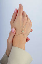 14K Stone-Set Gold Hand Chain Bracelet