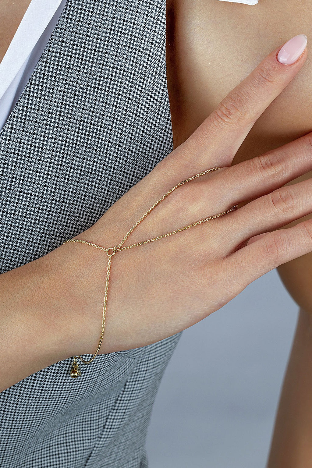 14K Delicate Chain Gold Hand Chain Bracelet
