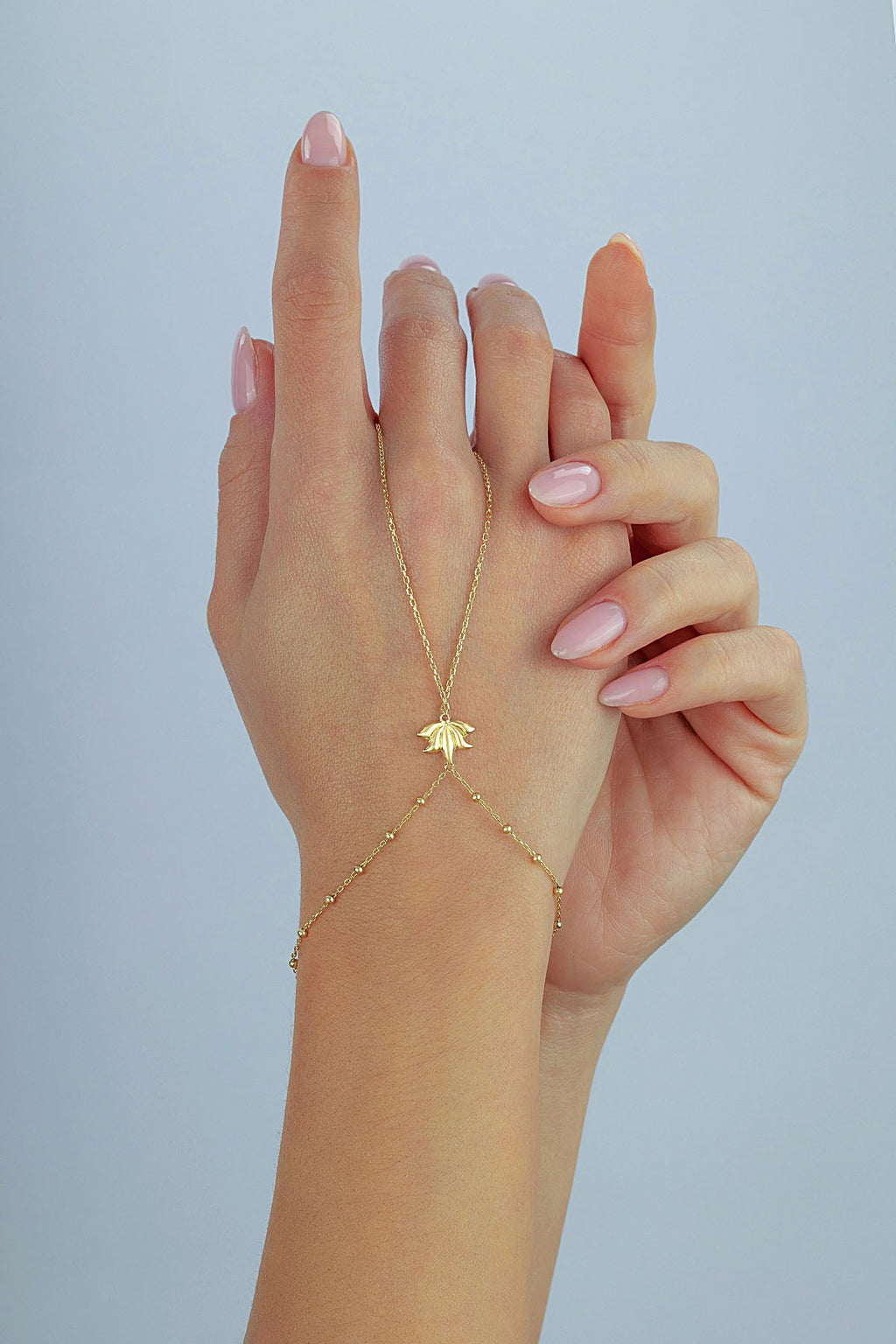 14K Gold Hand Chain Bracelet