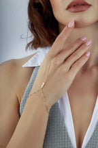 14K Gold Hand Chain Bracelet