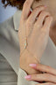 14K Enamel Square Stone-Set Gold Hand Chain Bracelet