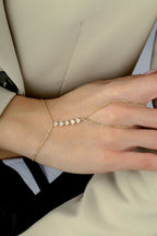 14K Enamel Gold Hand Chain Bracelet